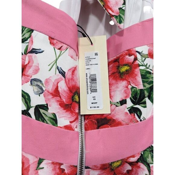 Alice + Olivia Florence Halter high tea floral dress Size 10 NEW - Picture 5 of 6